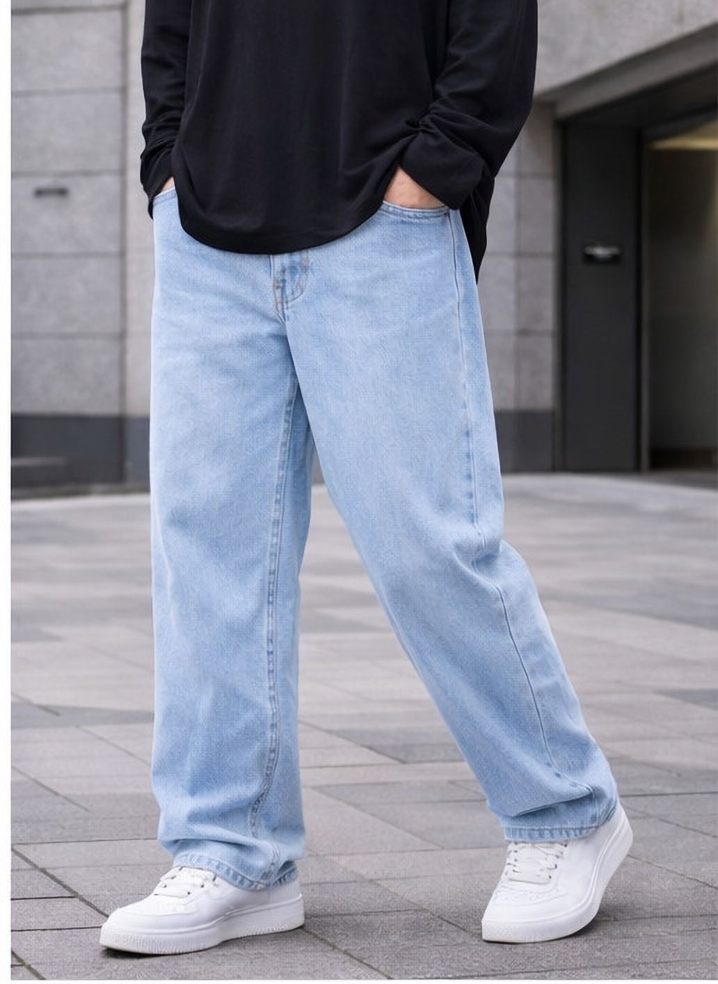 denim4men Men Straight Fit Mid Rise Light Blue Jeans-picture-22