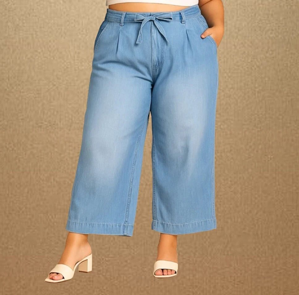 Women Loose Fit High Rise Blue Jeans