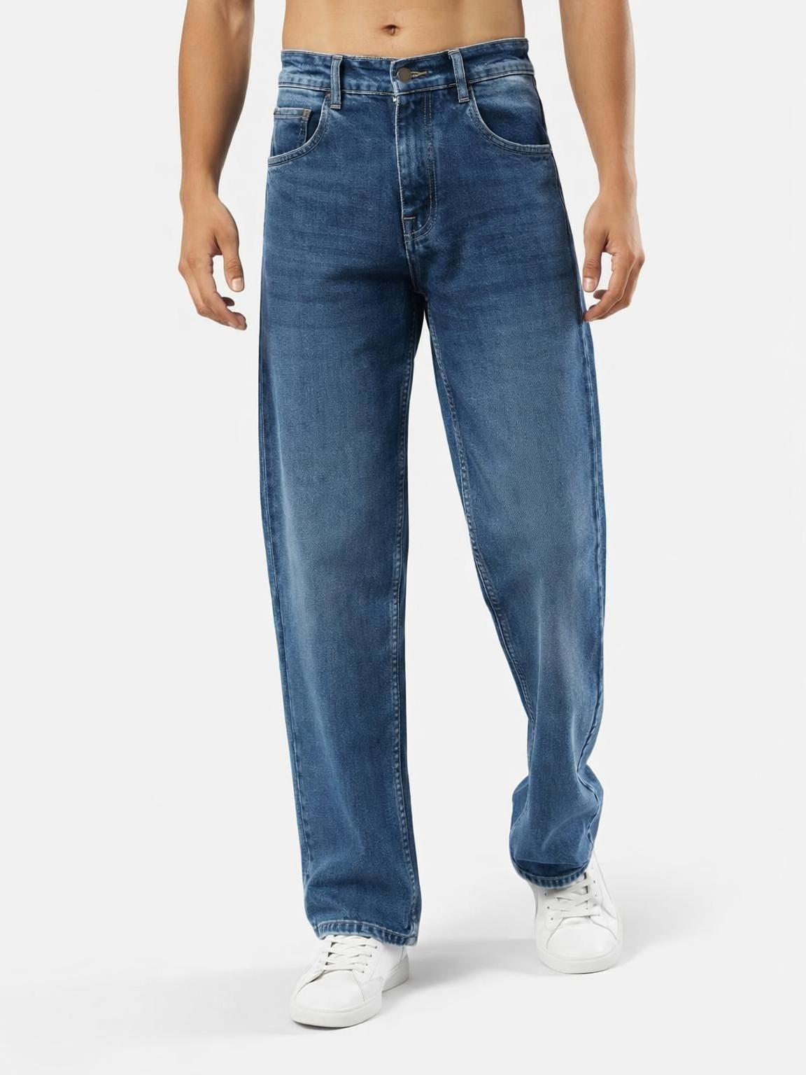 denwox Men Straight Fit Mid Rise Blue Jeans-picture-24