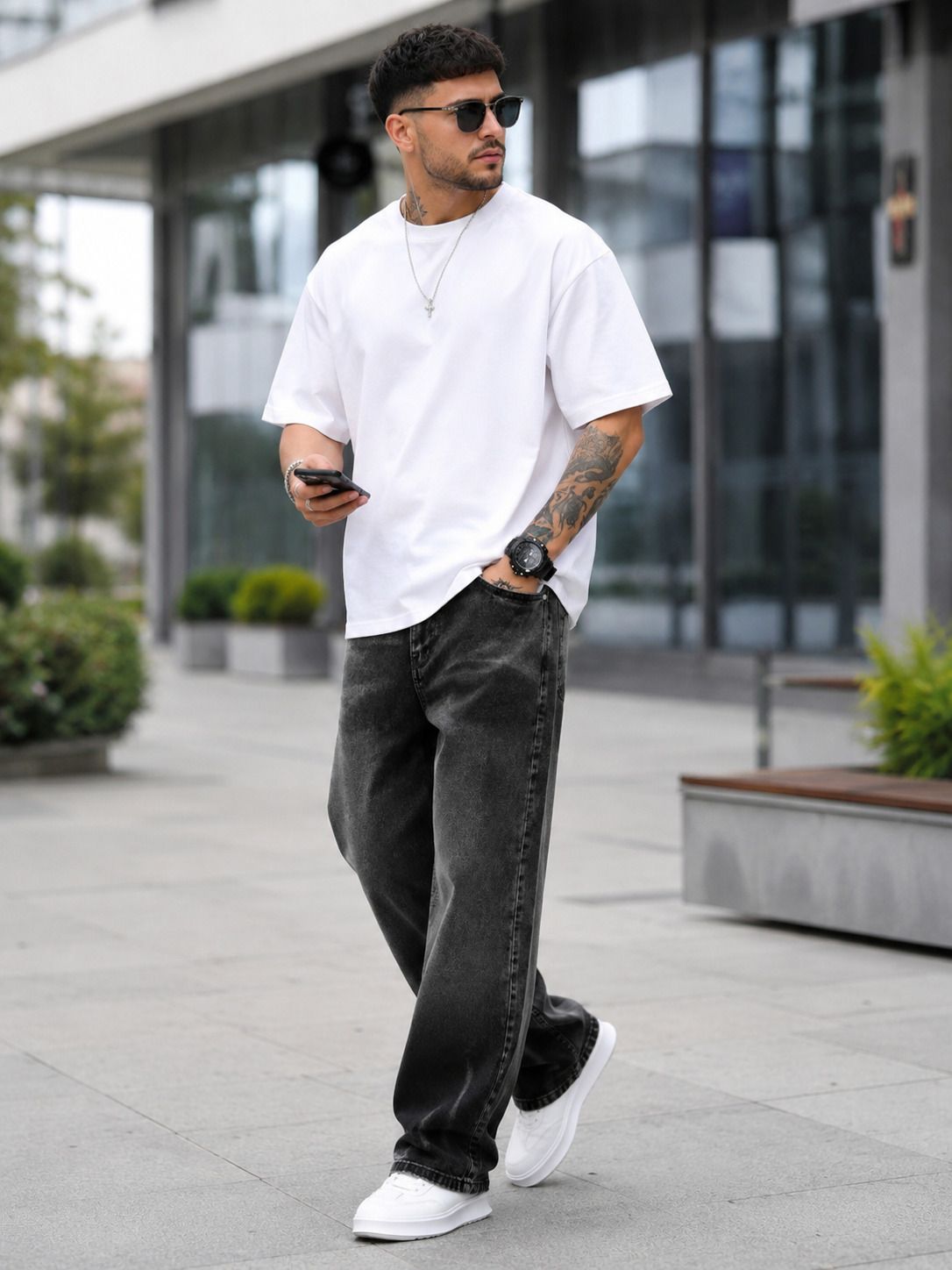 denim hawk Men Loose Fit Mid Rise Grey Jeans-picture-43