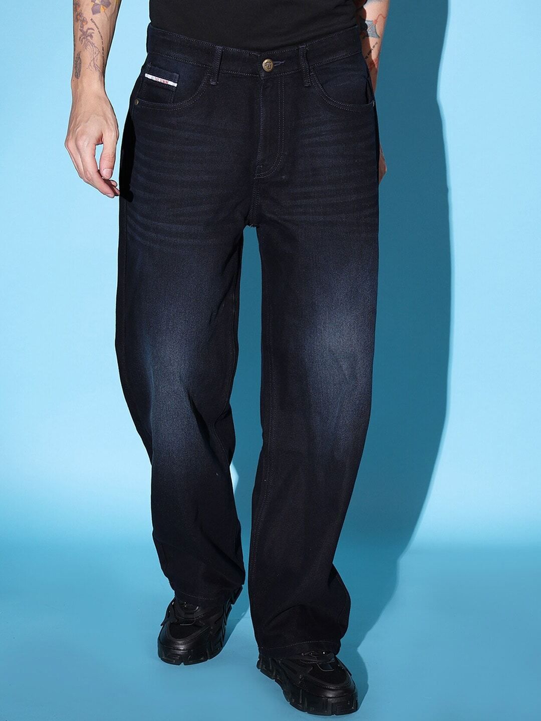 the indian garage co. Men Regular Mid Rise Dark Blue Jeans-picture-21