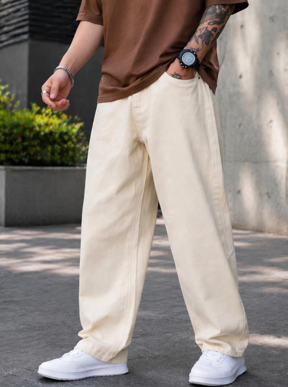dashing fit Men Loose Fit Mid Rise Beige Jeans-picture-11