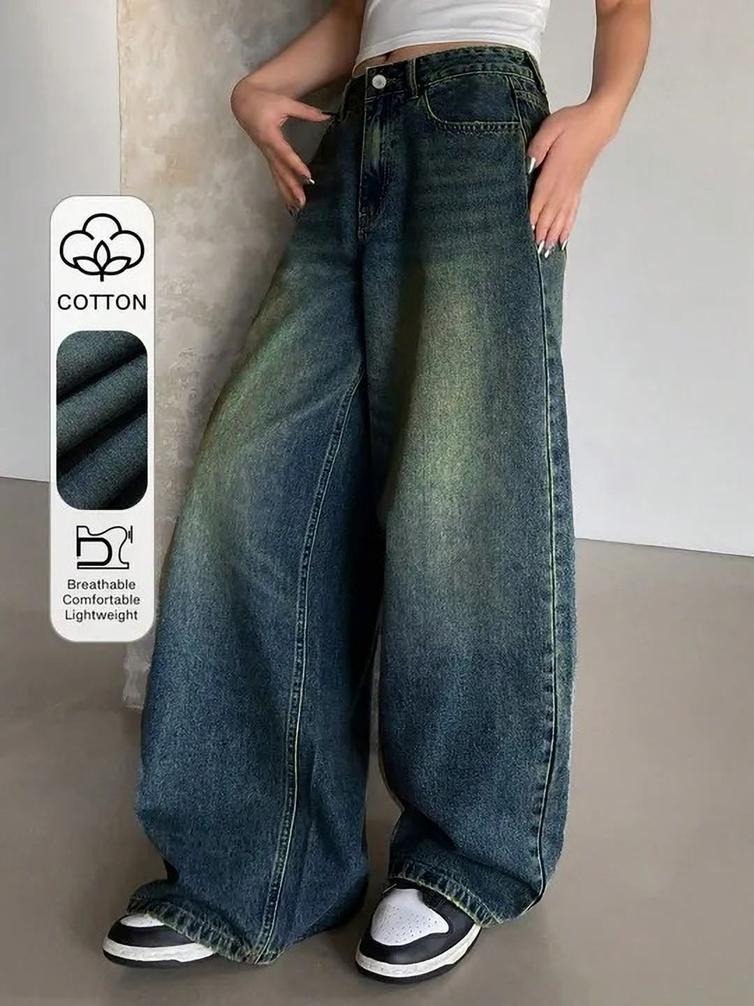 Women Baggy Fit High Rise Blue Jeans-image-13