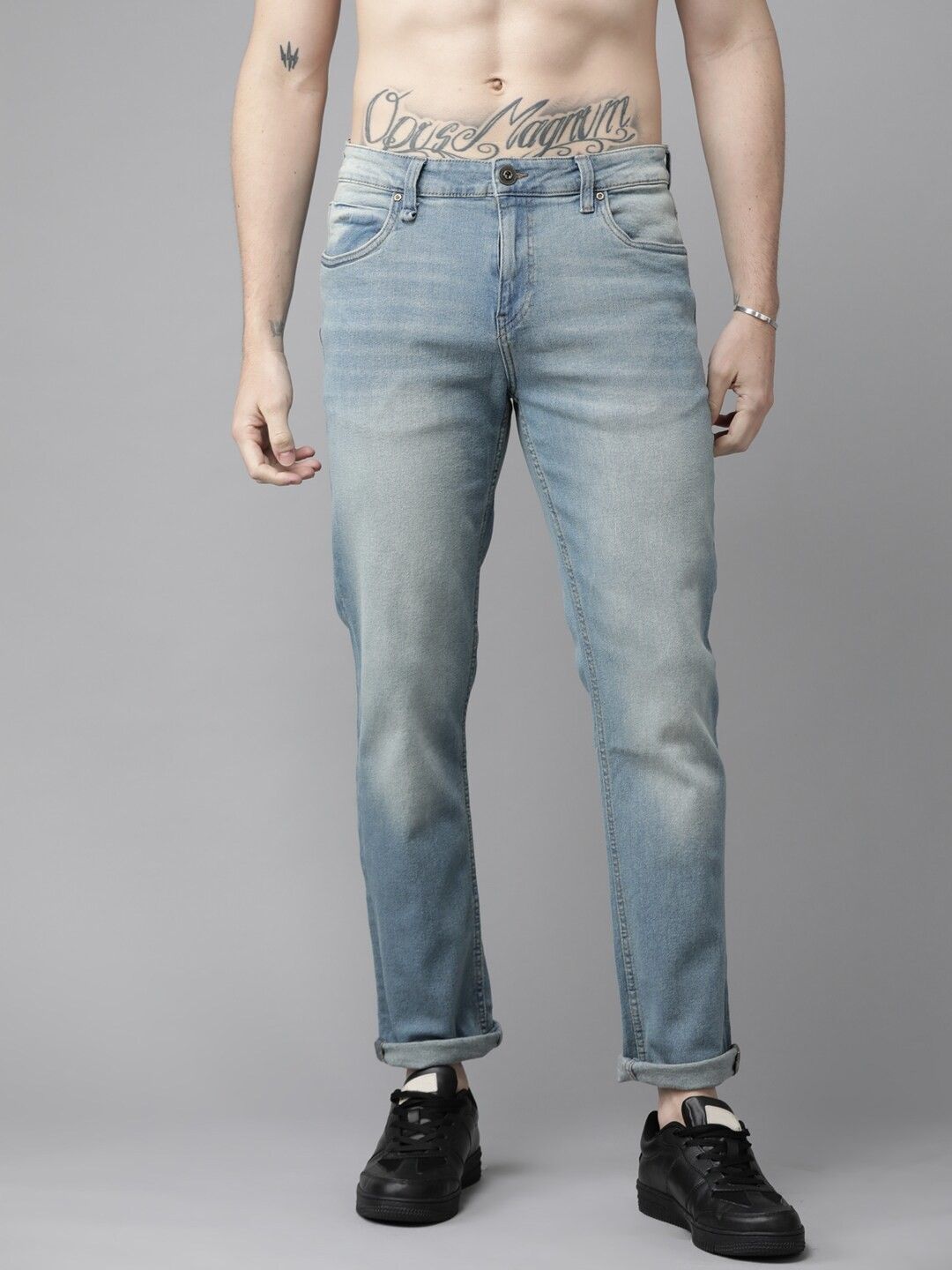 Men Tapered Fit Mid Rise Blue Jeans-image-40