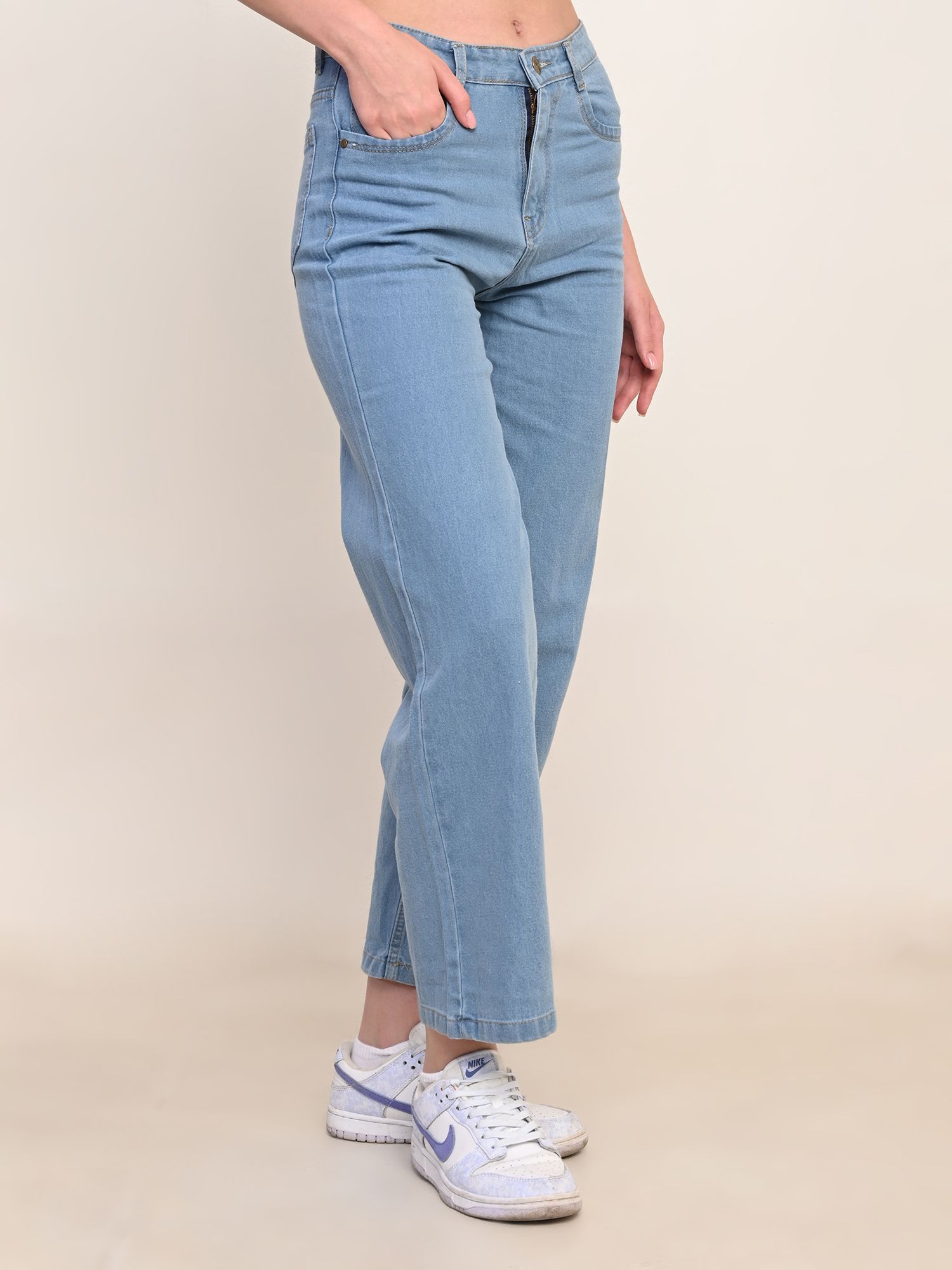 zayla Women Flared High Rise Light Blue Jeans-picture-32