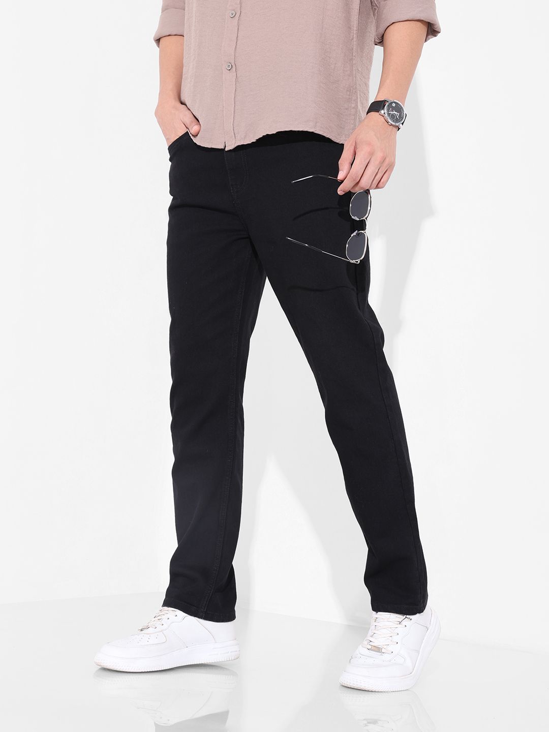 the indian garage co. Men Straight Fit Mid Rise Black Jeans-picture-16