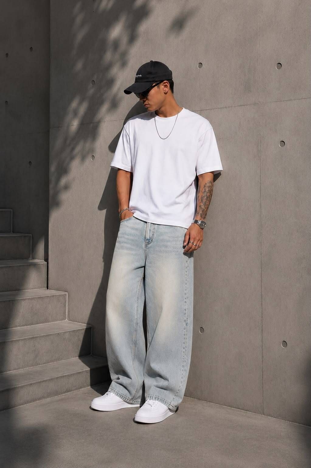 velaro Men Baggy Fit Mid Rise Light Blue Jeans-picture-17