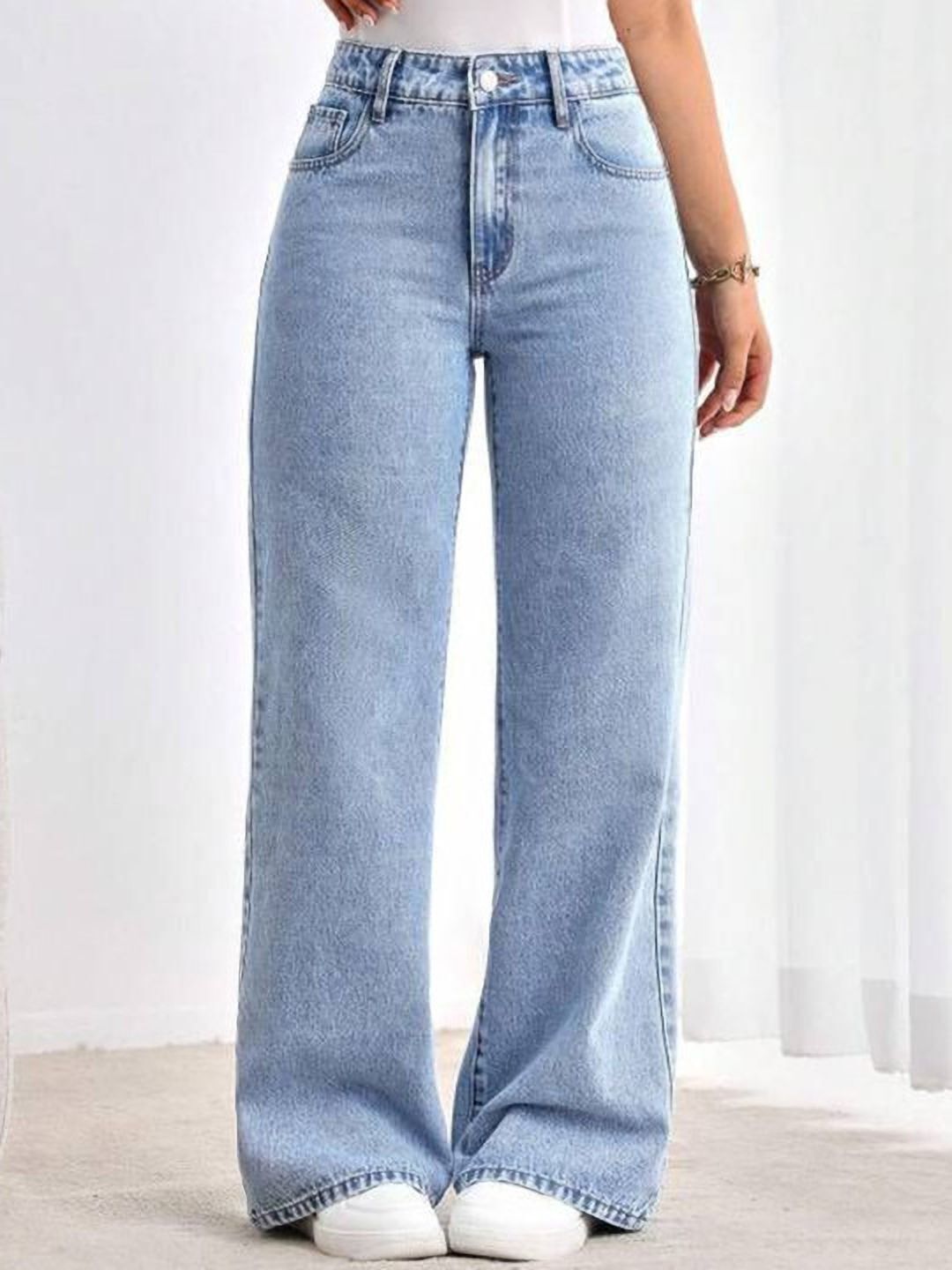 tyffyn Women Loose Fit High Rise Light Blue Jeans-picture-22