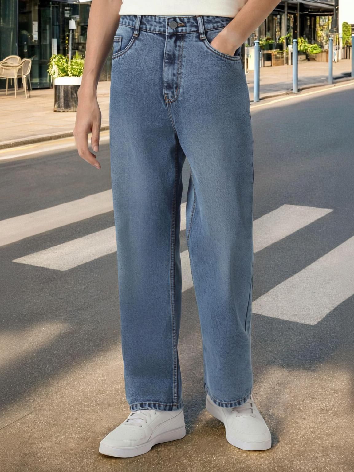 urbano fashion Men Loose Fit Mid Rise Blue Jeans-picture-14