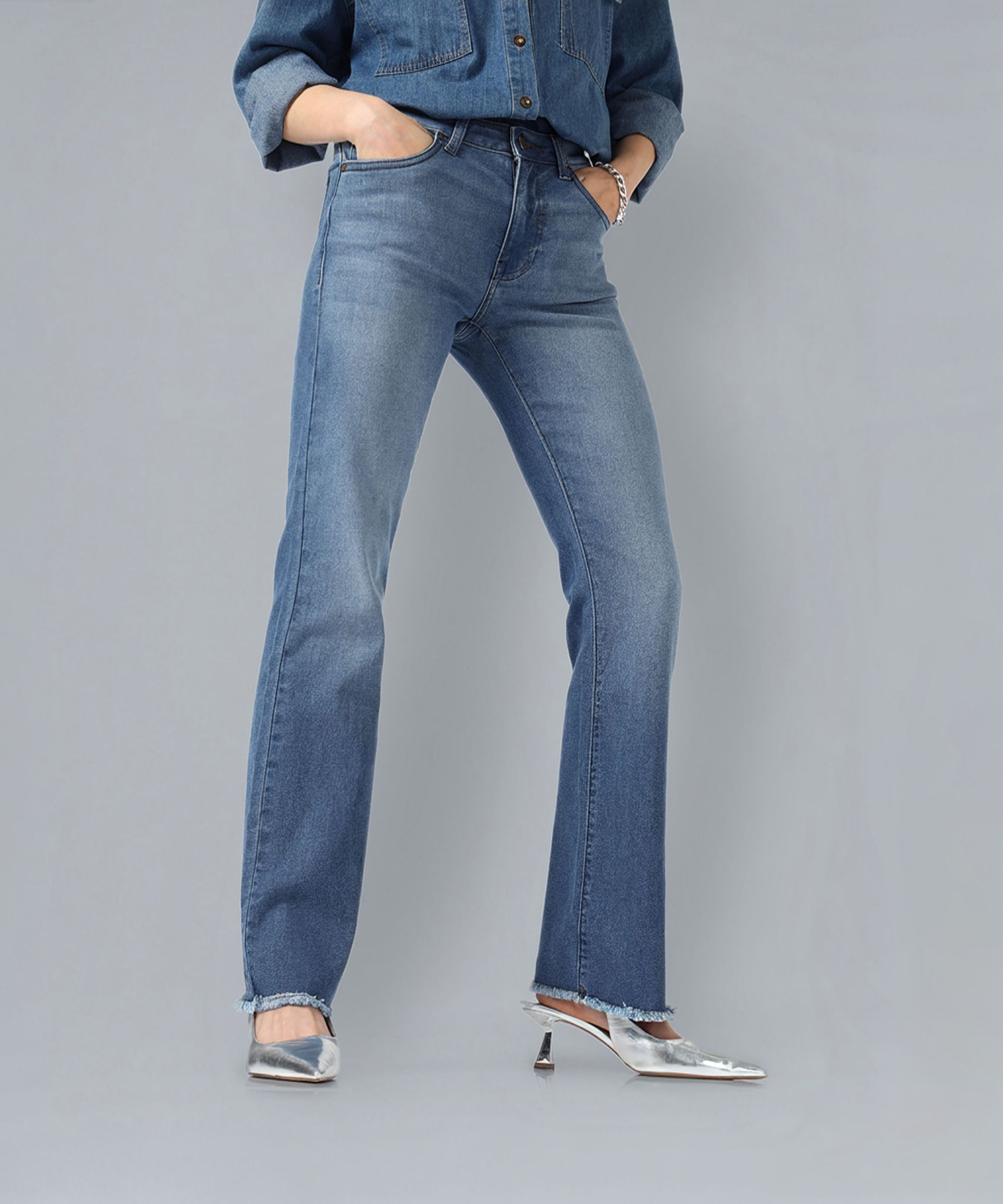 flying machine Women Boot-Leg Mid Rise Blue Jeans-picture-29