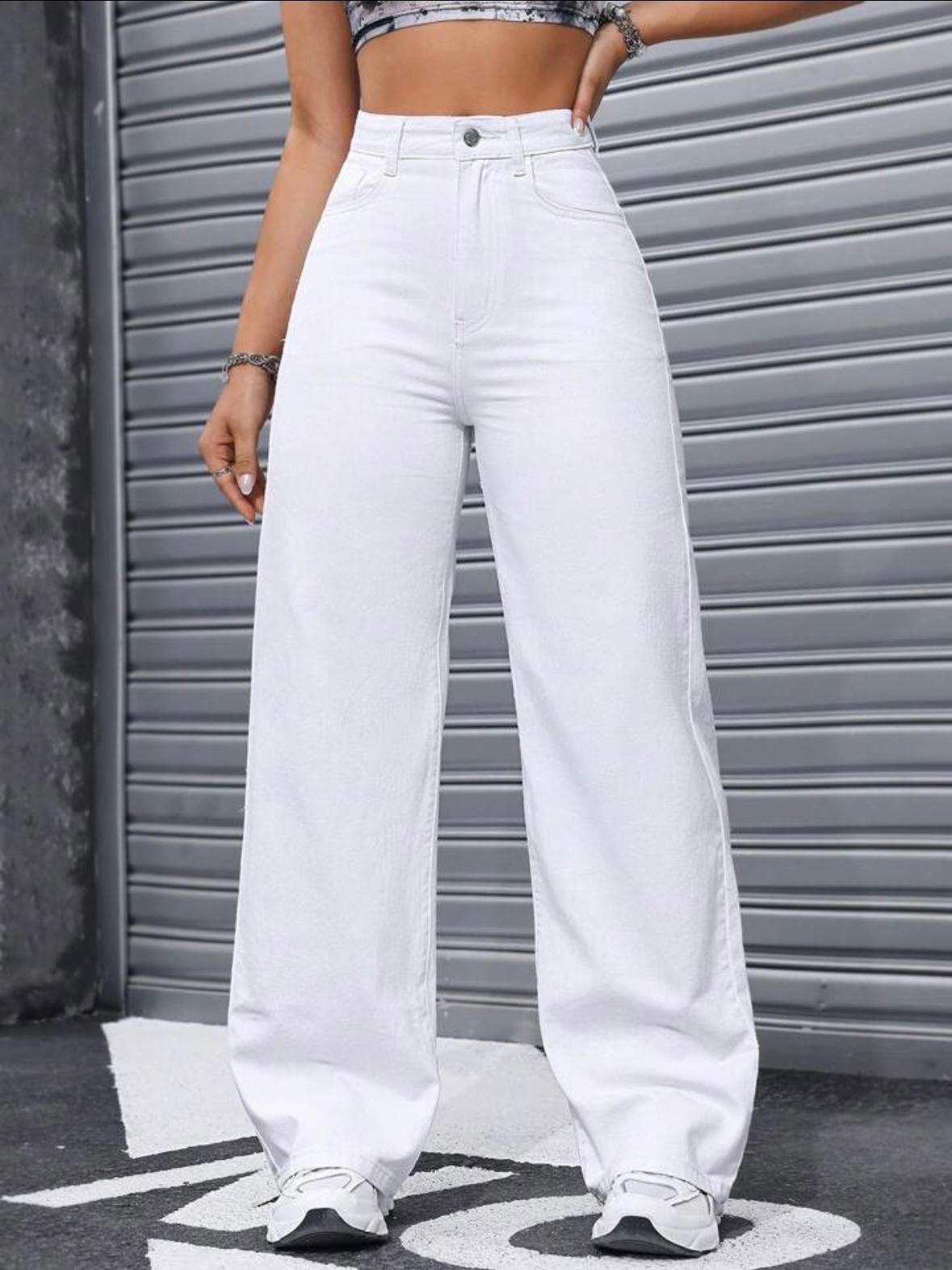 stitch factory Women Baggy Fit High Rise White Jeans-picture-20