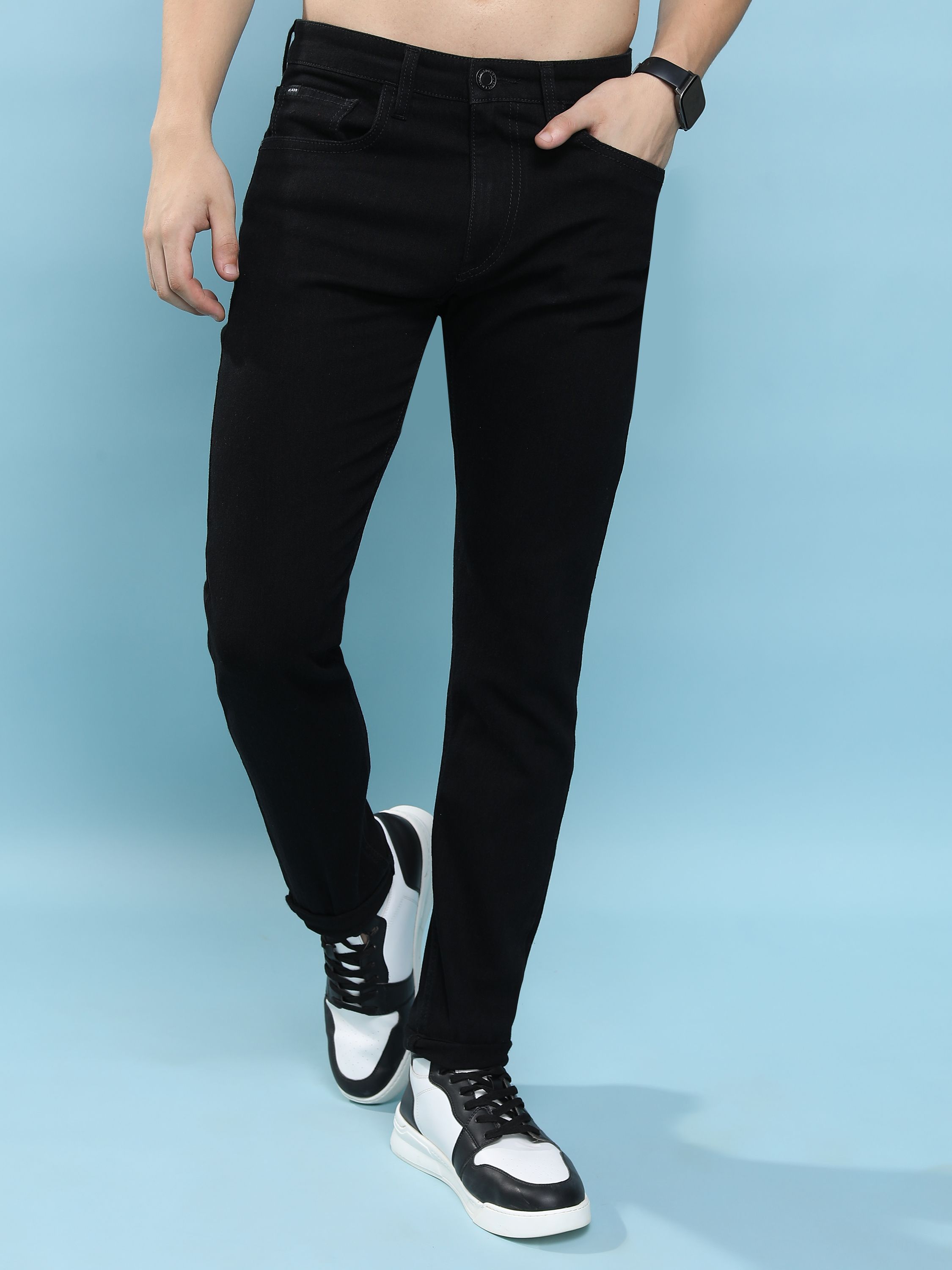 Men Regular Mid Rise Black Jeans