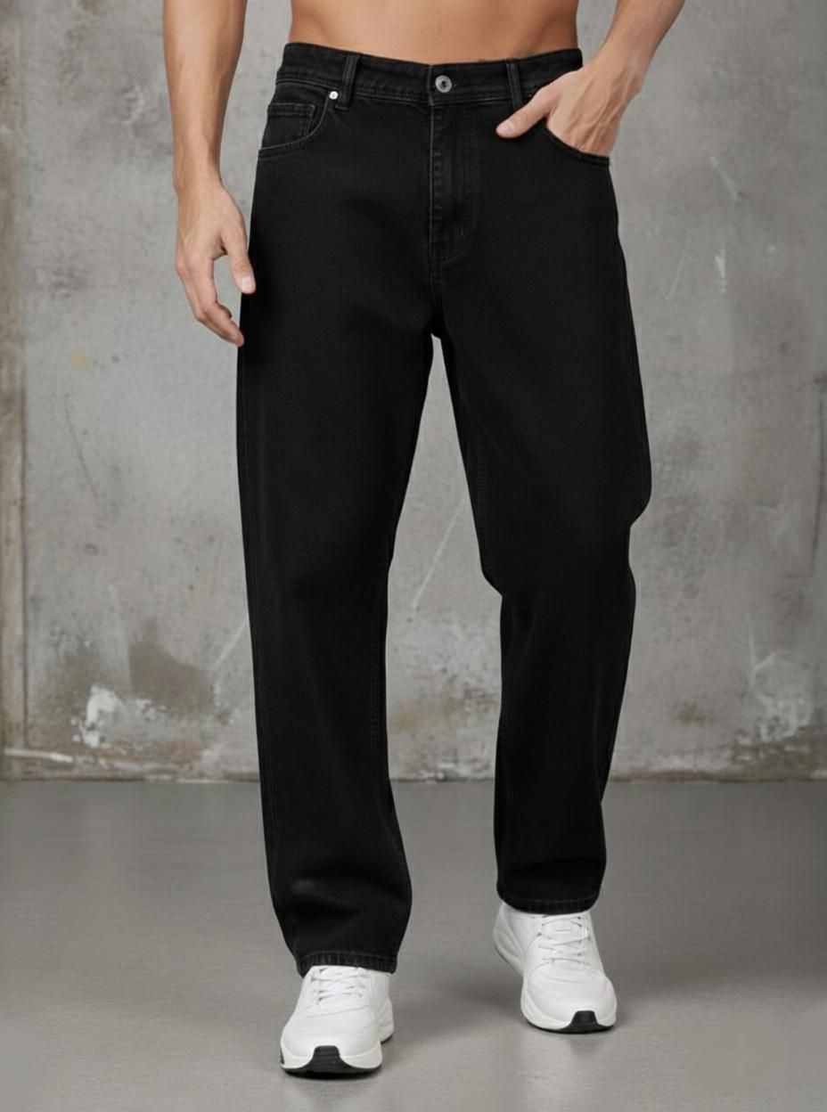 zaysh Men Loose Fit Mid Rise Black Jeans-picture-23