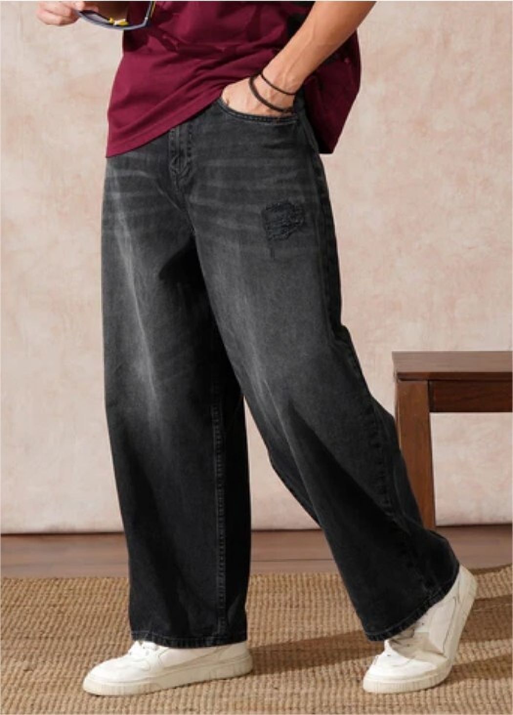 ujas Men Straight Fit Mid Rise Black Jeans-picture-12