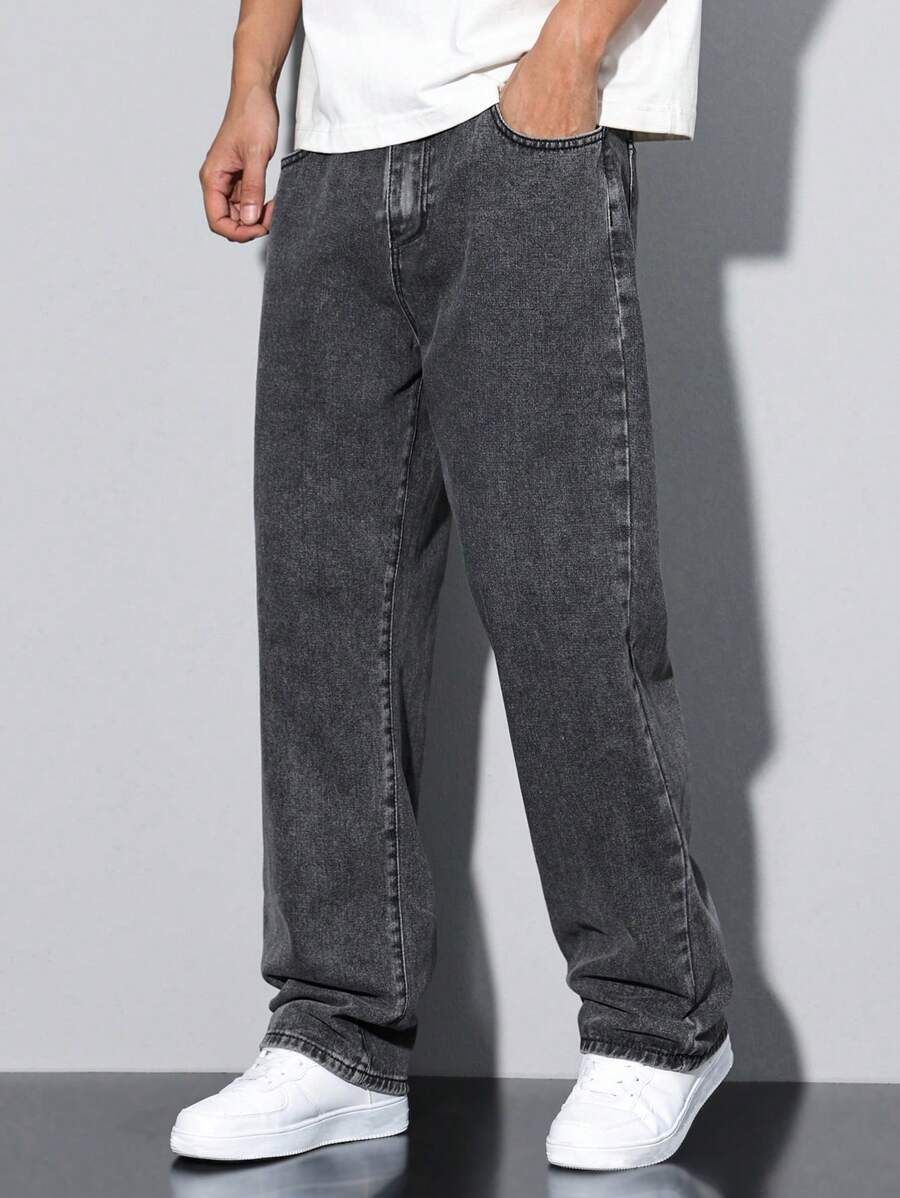 meixn Men Straight Fit Mid Rise Grey Jeans-picture-17