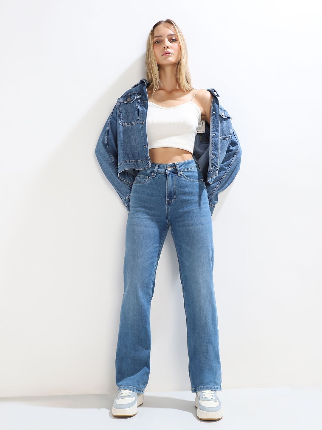 only Women Straight Fit High Rise Blue Jeans-picture-12