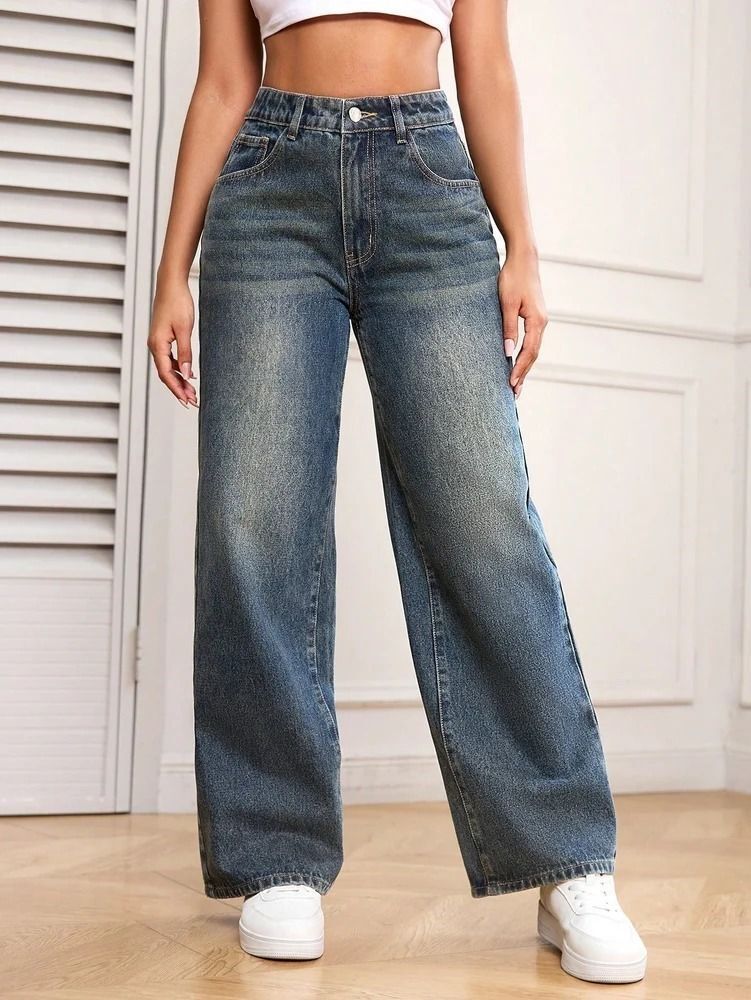 abc Women Straight Fit High Rise Blue Jeans-picture-31