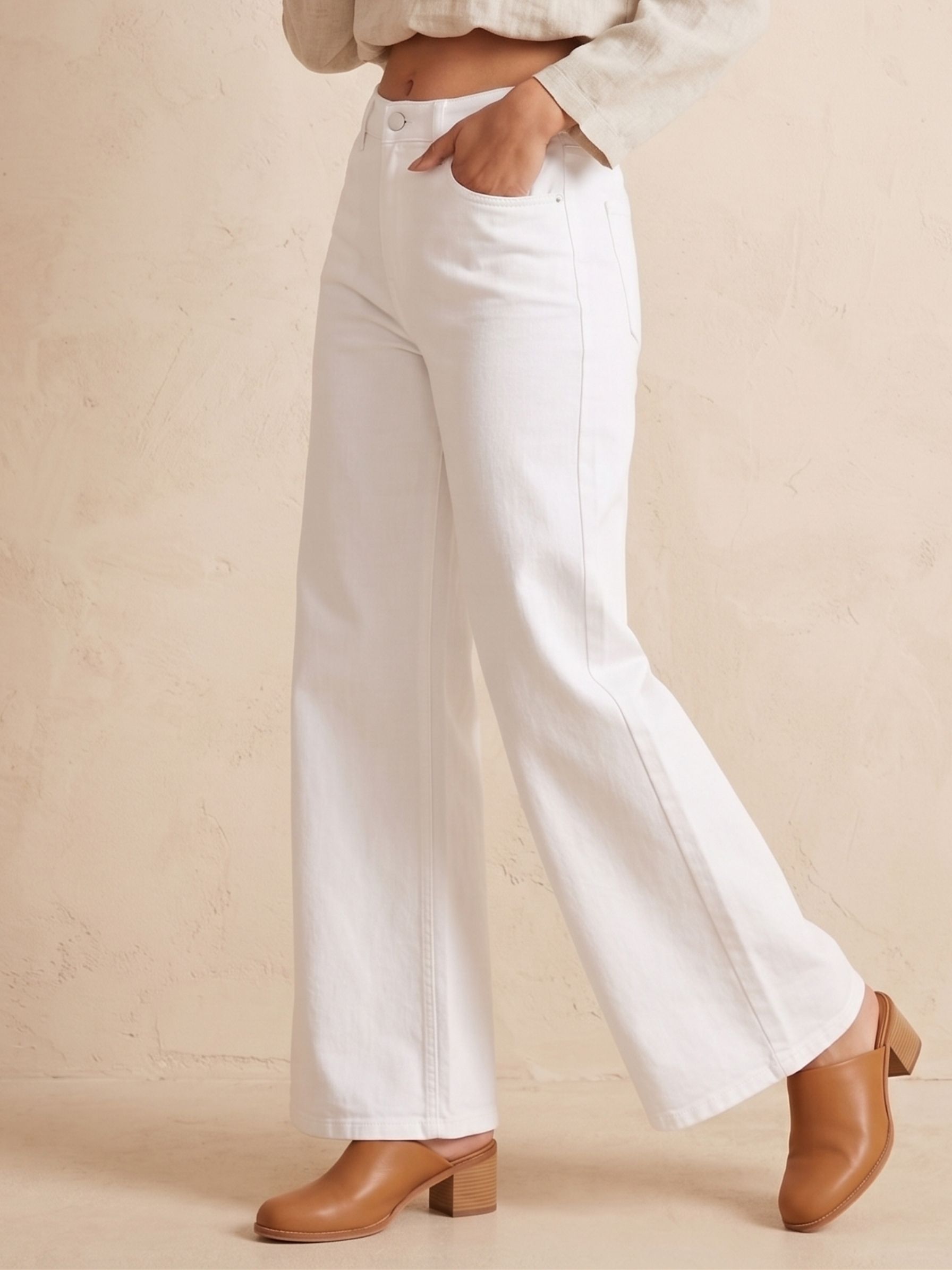 Women Straight Fit High Rise White Jeans-image-18