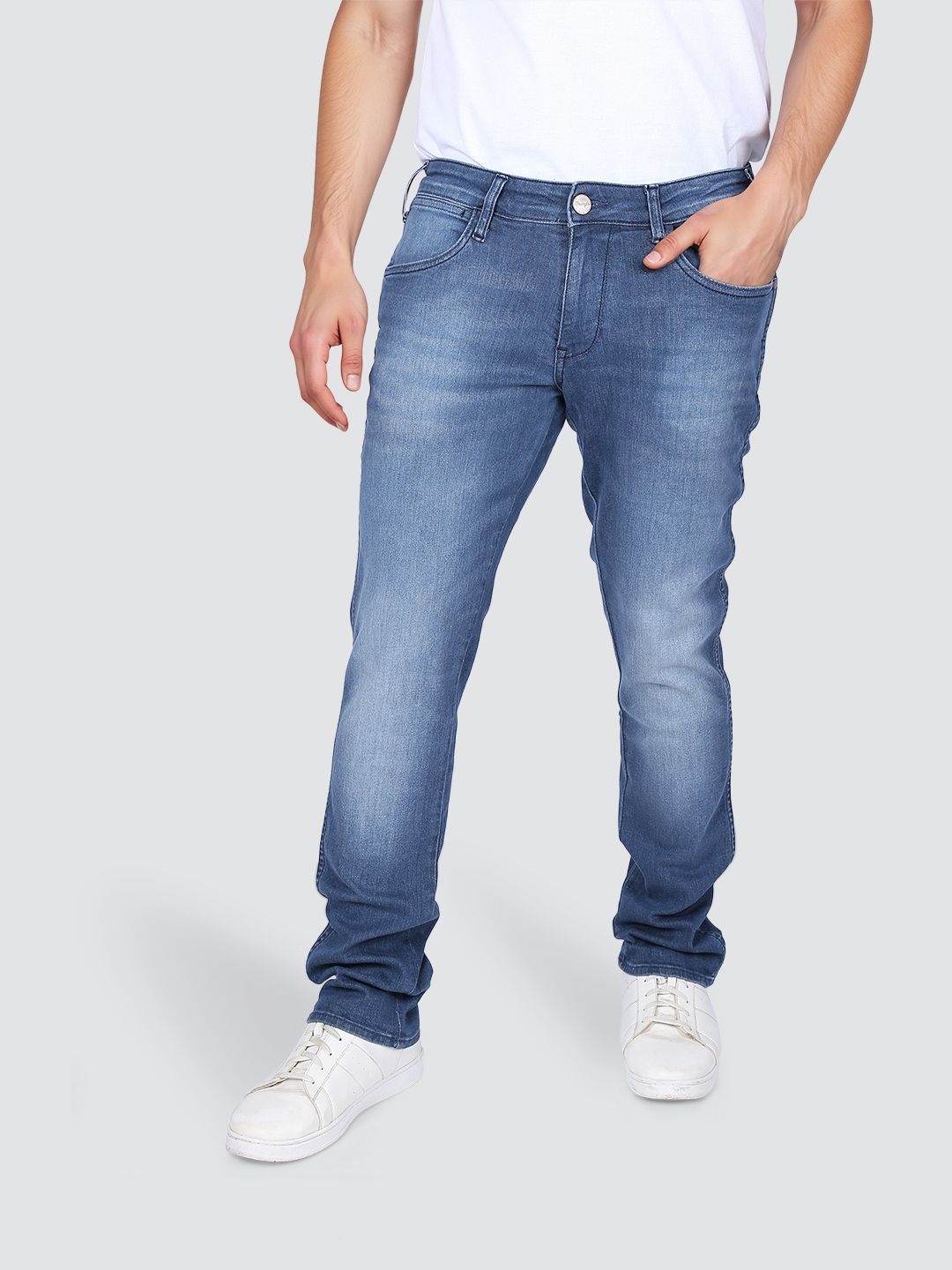 Men Slim Low Rise Blue Jeans