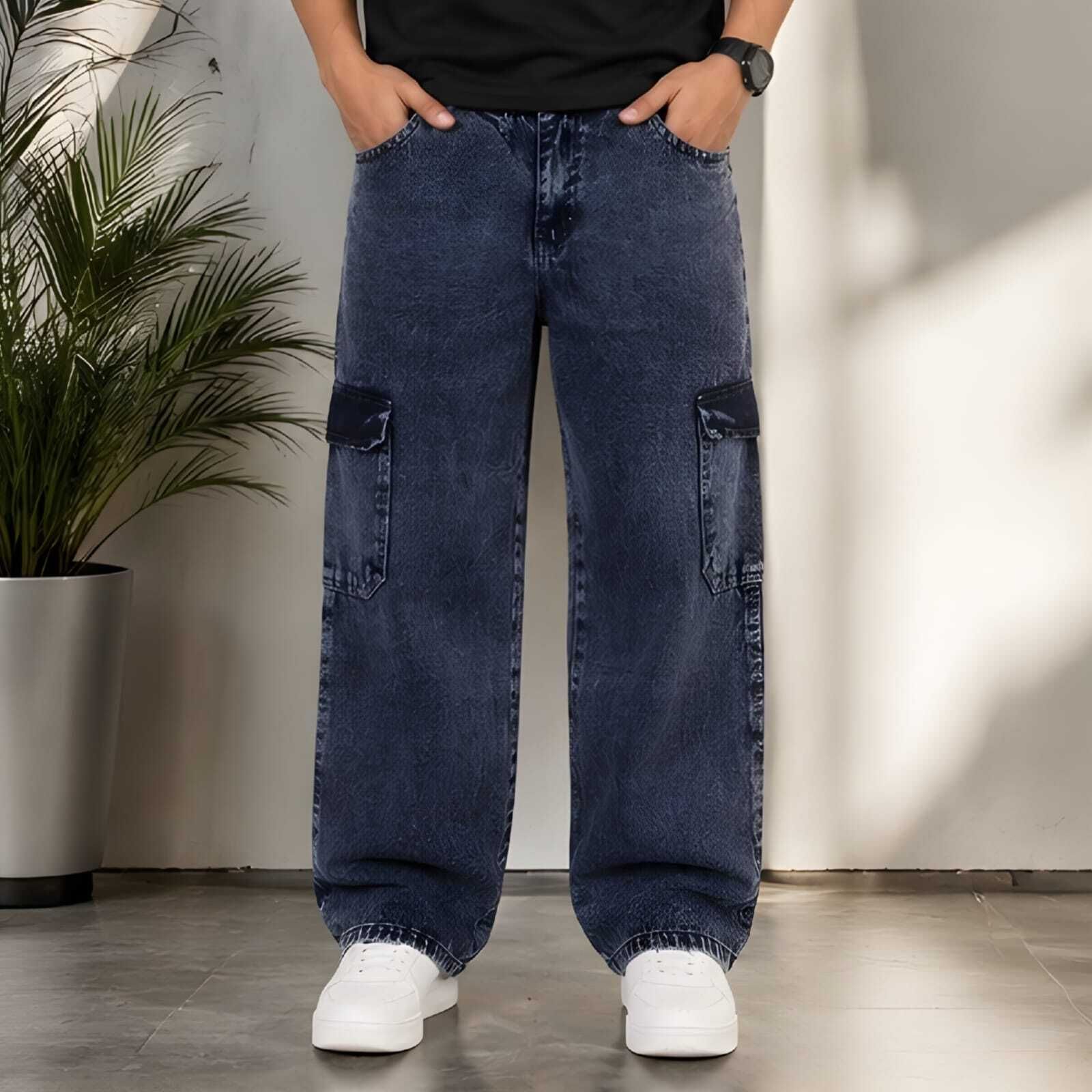 newrkproduction Men Baggy Fit Mid Rise Black Jeans-picture-26