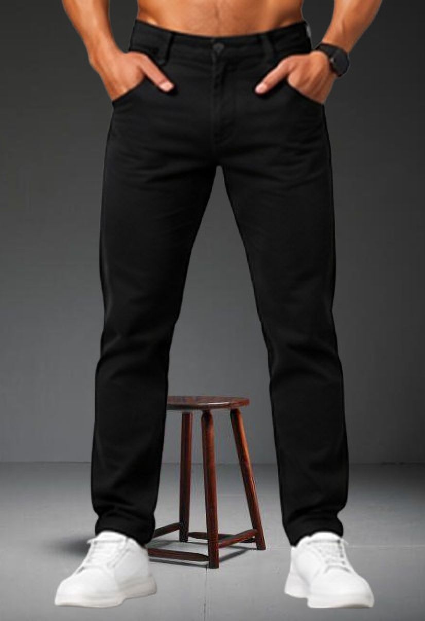 Men Regular Mid Rise Black Jeans-image-47
