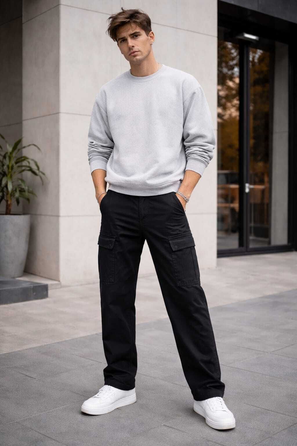 Men Straight Fit Mid Rise Black Jeans