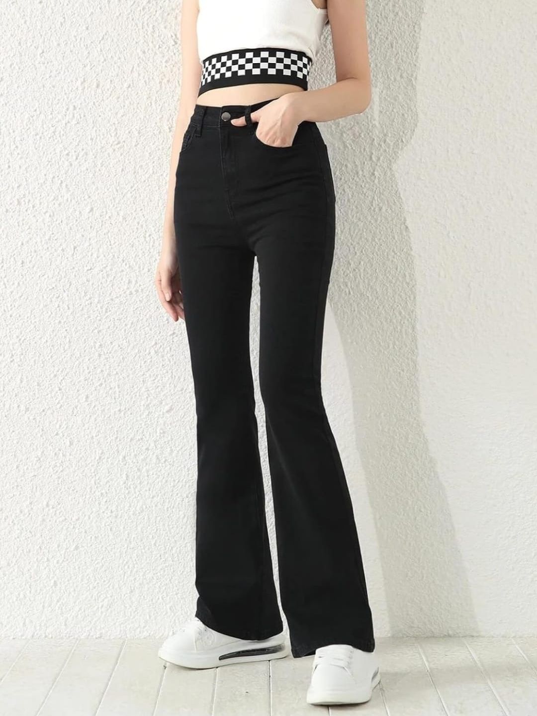 Women Boot-Leg High Rise Black Jeans
