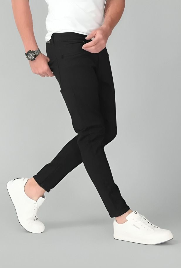 gruff Men Slim Mid Rise Black Jeans-picture-2