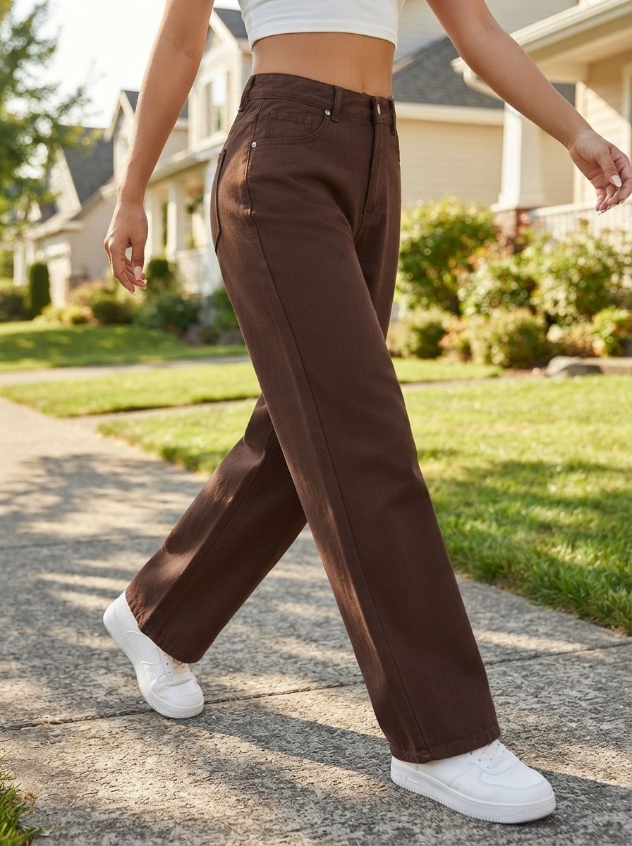 Women Regular Mid Rise Brown Jeans-image-42