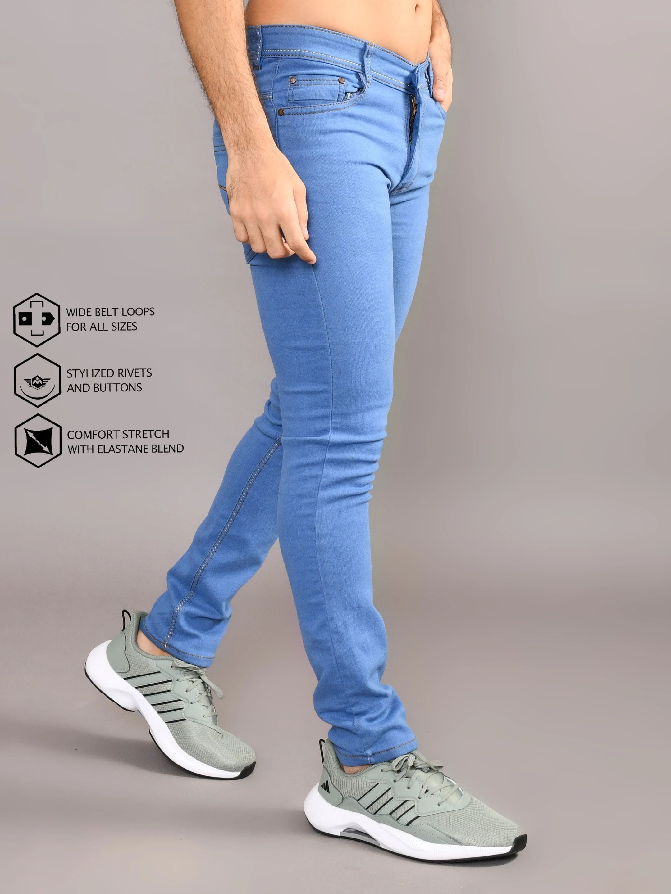 lzard Men Regular Mid Rise Blue Jeans-picture-17