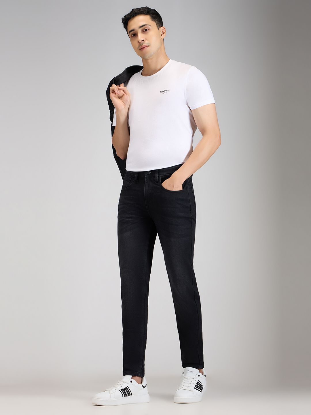 pepe jeans Men Slim Mid Rise Black Jeans-picture-12