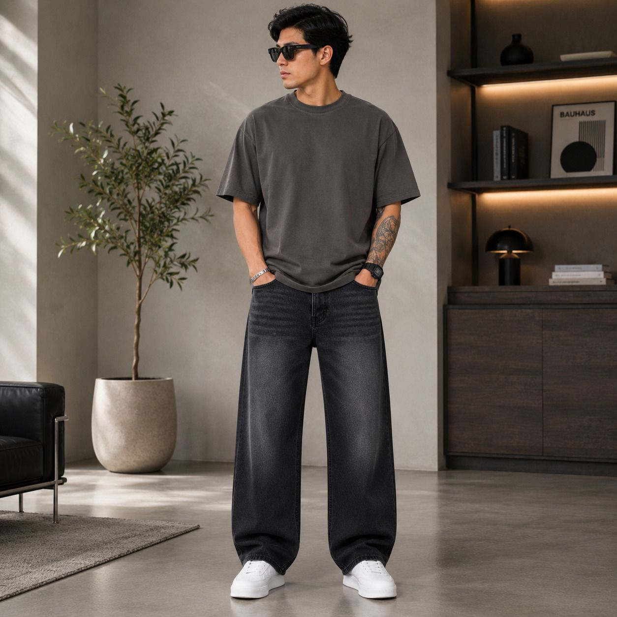 blacode Men Straight Fit Mid Rise Grey Jeans-picture-15