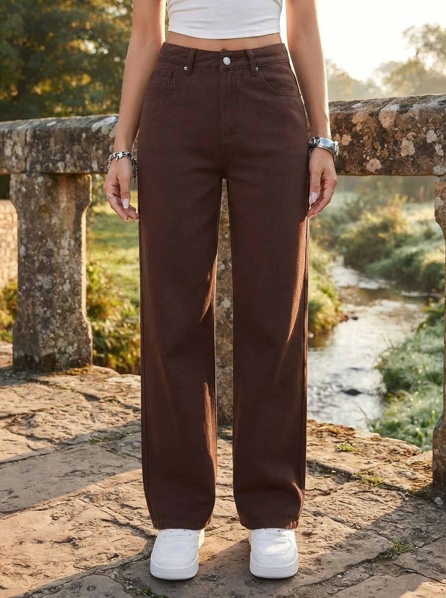 Women Regular Mid Rise Brown Jeans-image-46