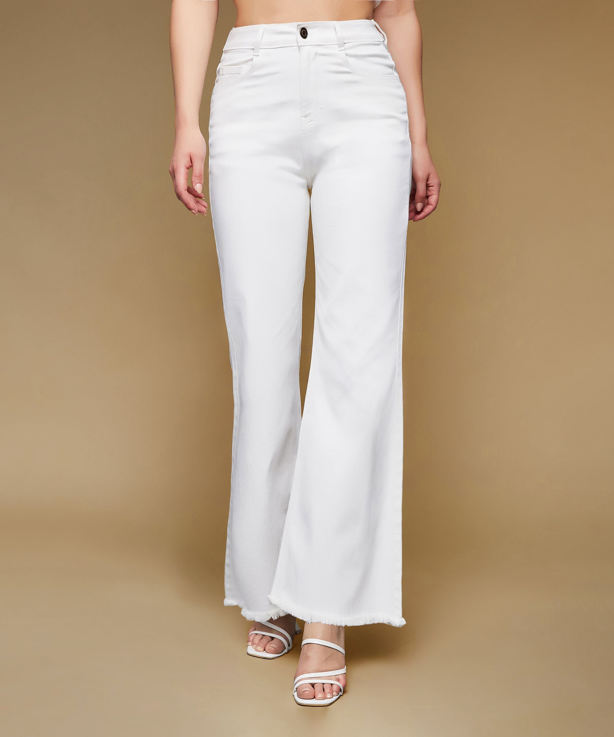 miss chase Women Boot-Leg High Rise White Jeans-picture-11