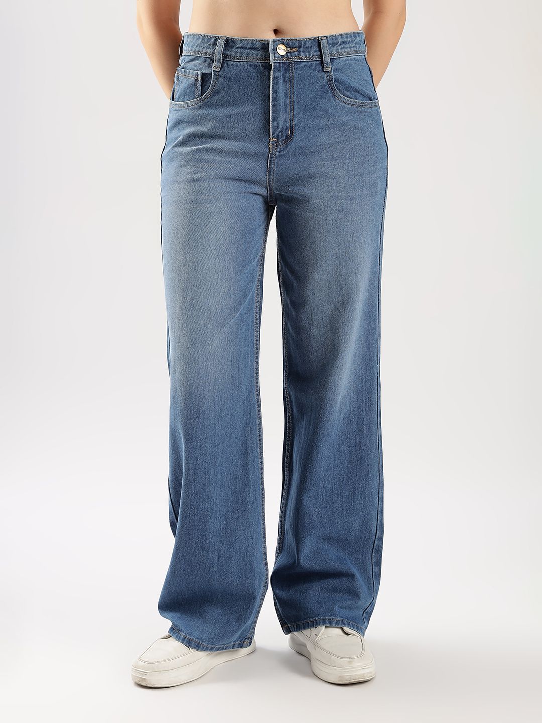 zayla Women Flared High Rise Blue Jeans-picture-23