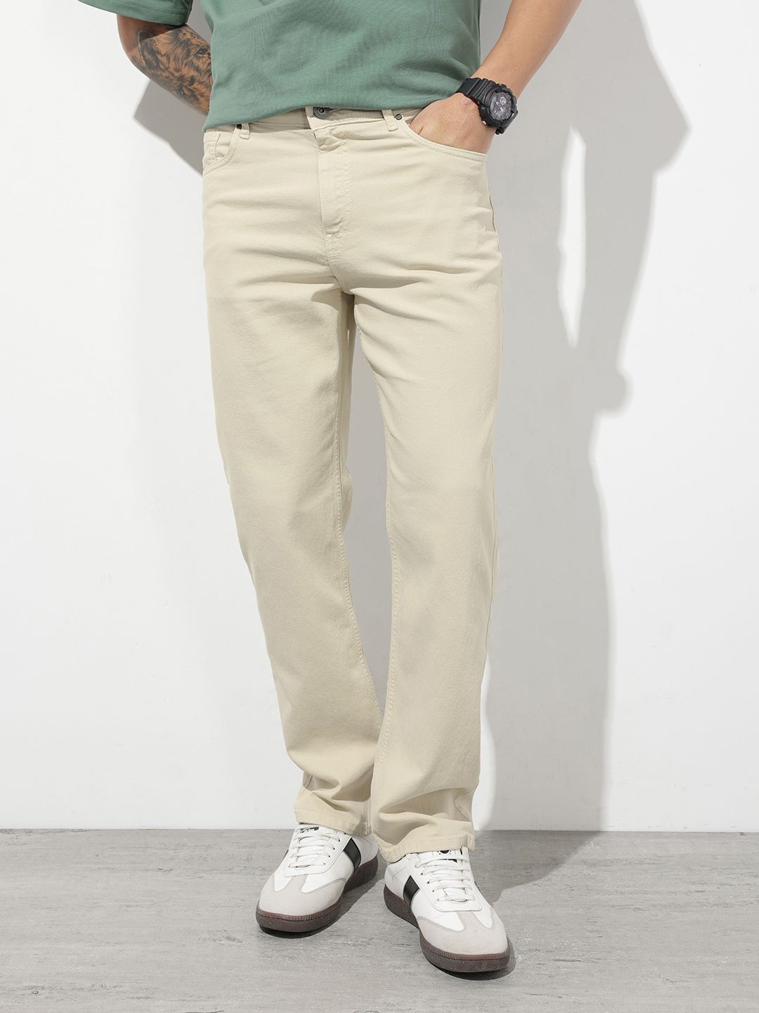 roadster Men Straight Fit Mid Rise White Jeans-picture-28
