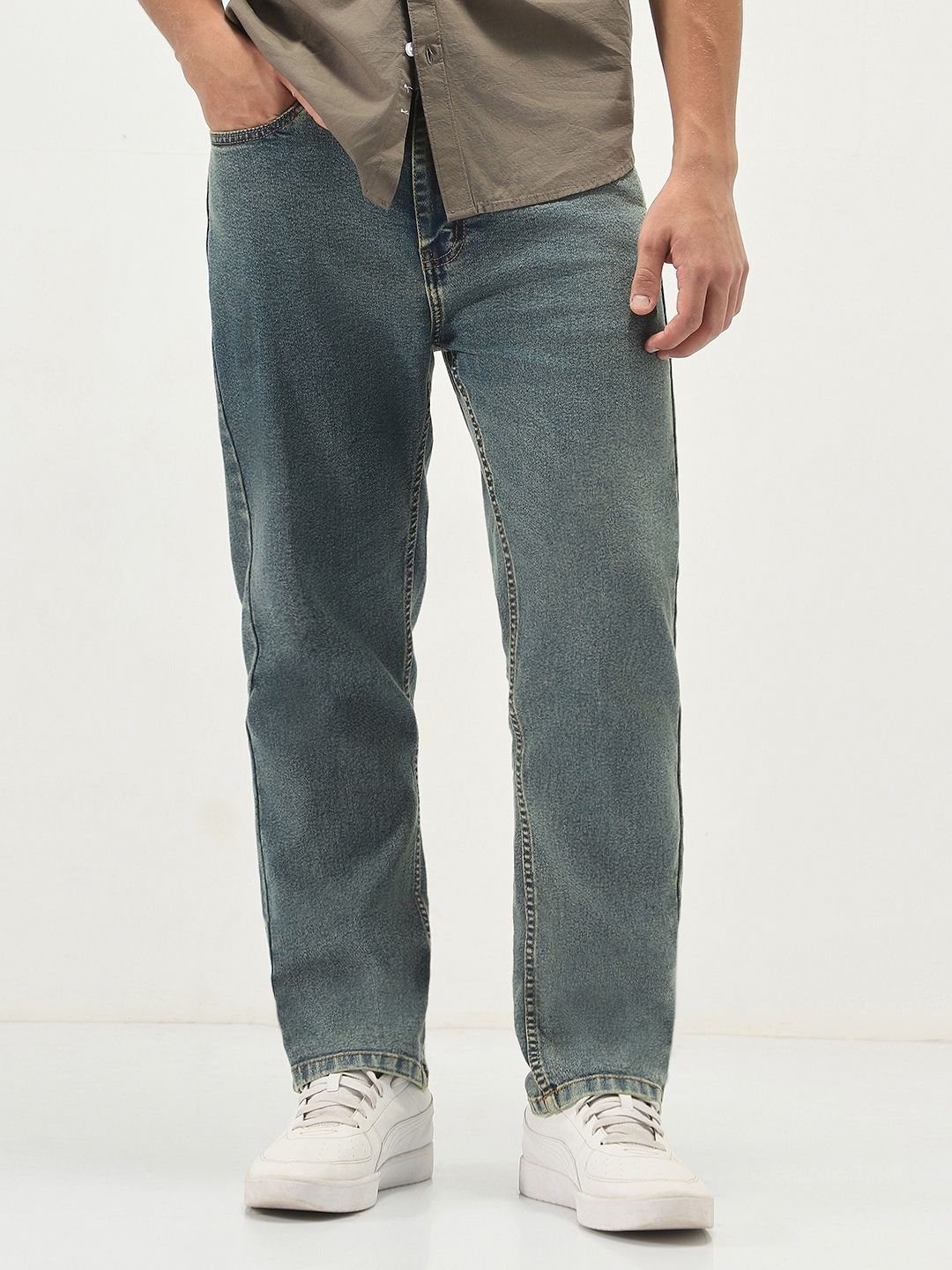 urbano fashion Men Straight Fit Mid Rise Light Blue Jeans-picture-13