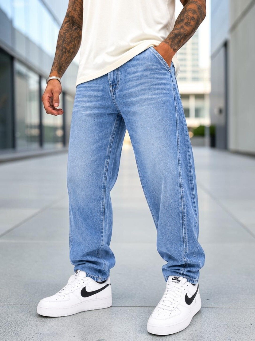 rolph Men Loose Fit Mid Rise Light Blue Jeans-picture-10