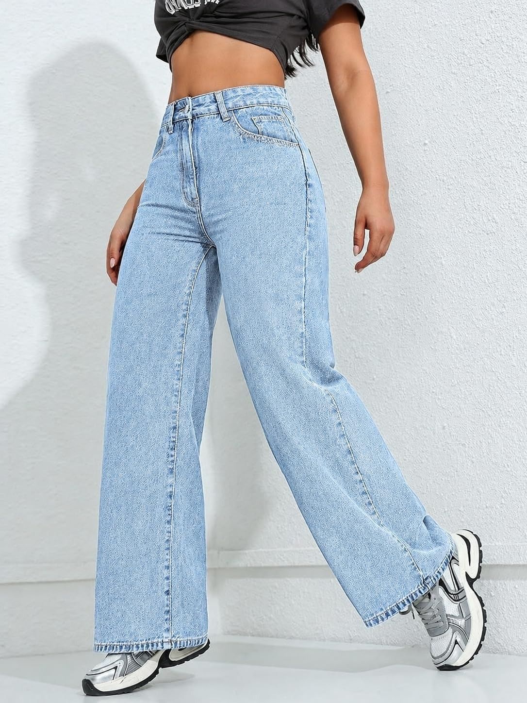 Women Regular High Rise Light Blue Jeans-image-16