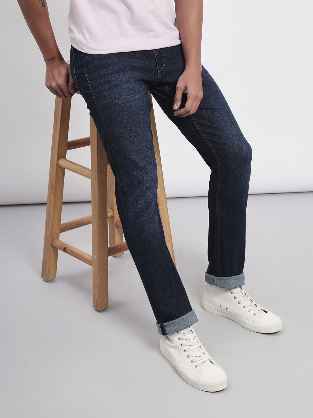 lee Men Straight Fit Mid Rise Blue Jeans-picture-18