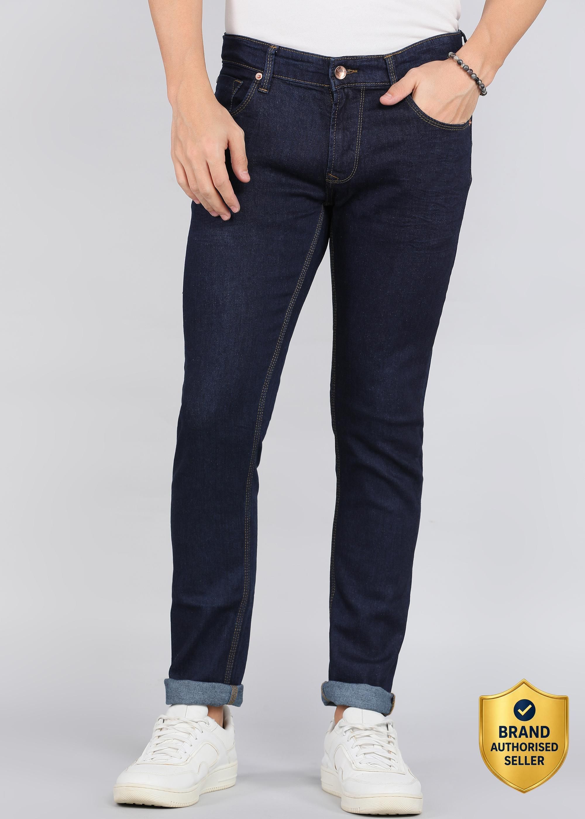 Men Skinny Low Rise Blue Jeans-image-31