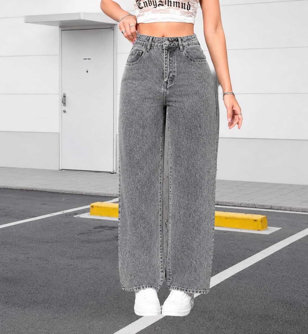 Women Straight Fit Mid Rise Grey Jeans-image-48