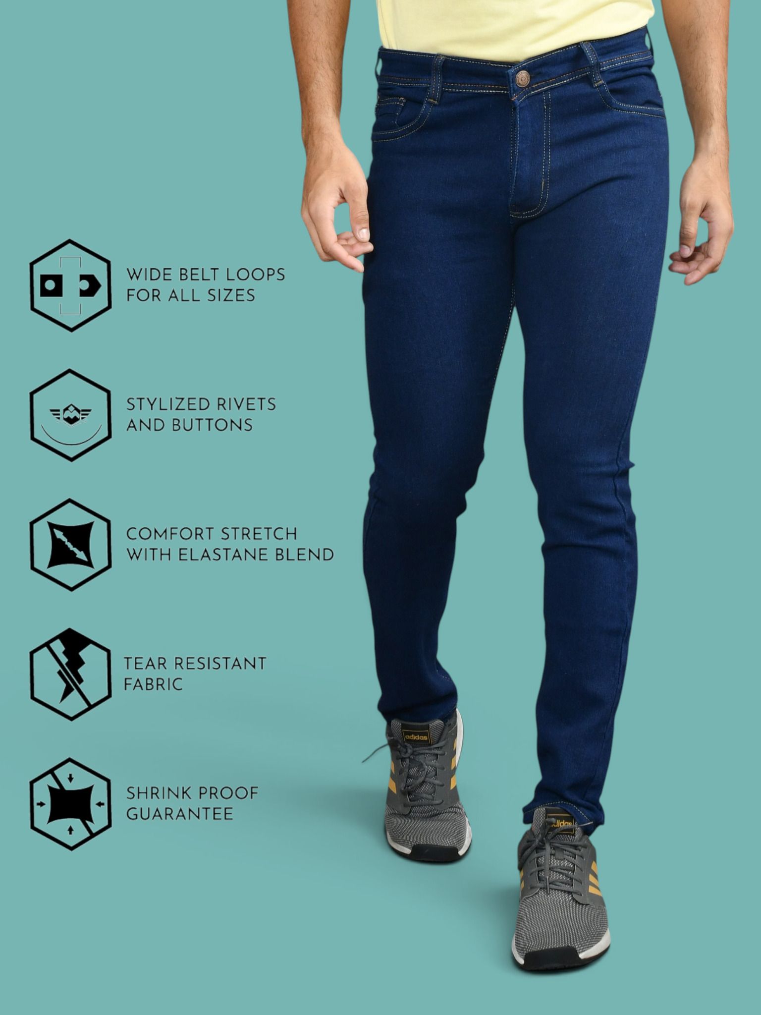 lzard Men Slim Mid Rise Dark Blue Jeans-picture-30