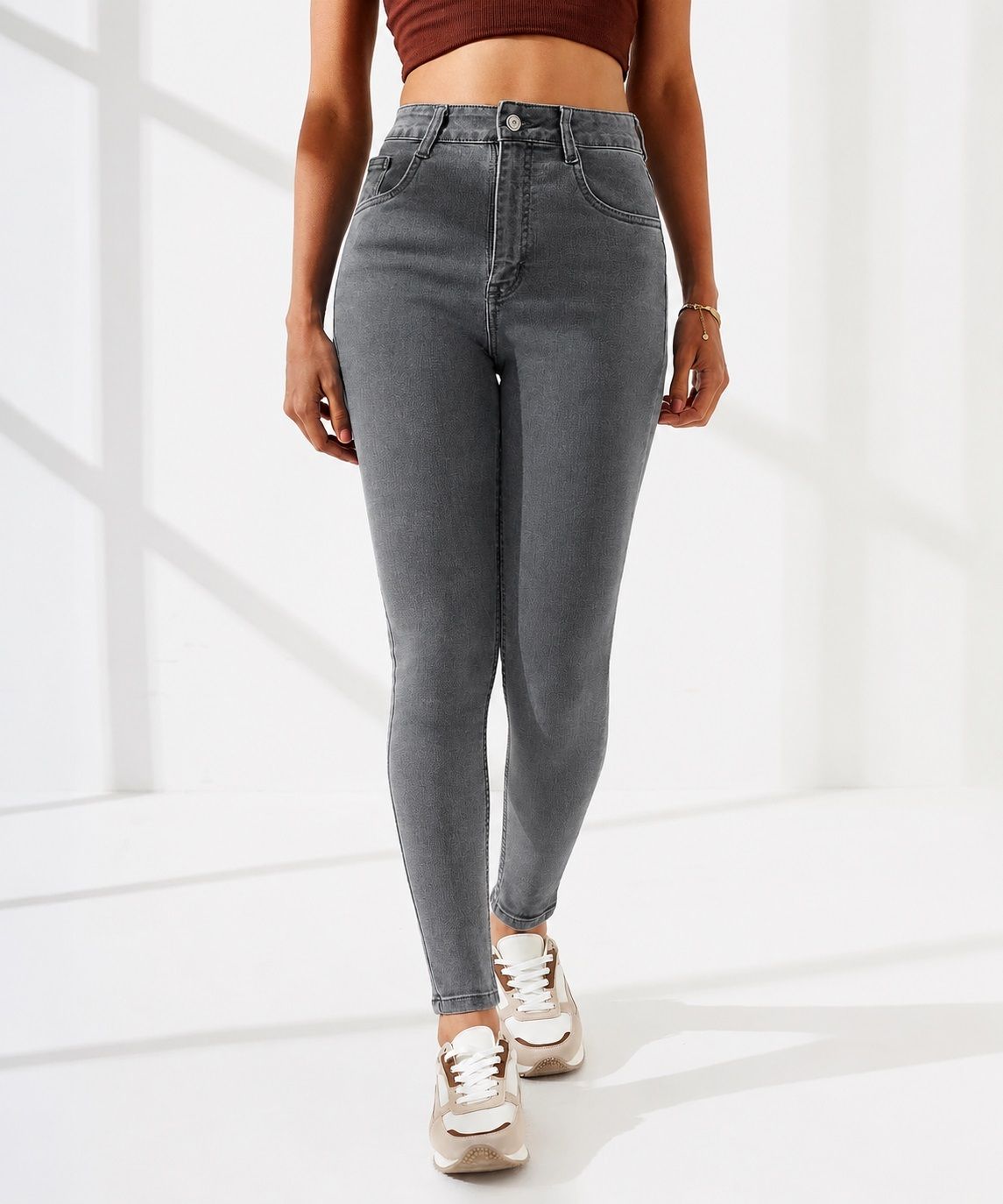kashian Women Skinny High Rise Grey Jeans-picture-16