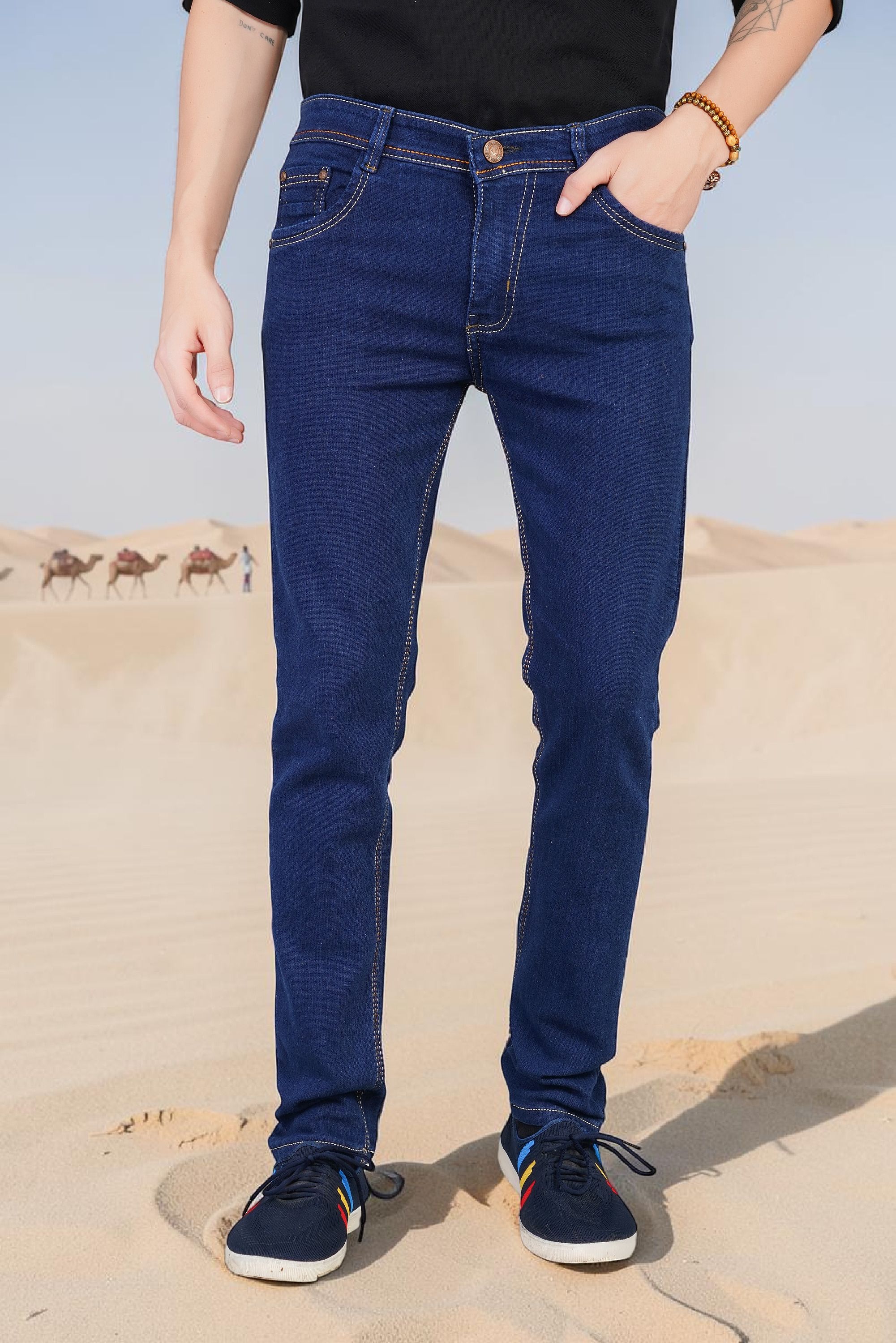 lzard Men Slim Mid Rise Dark Blue Jeans-picture-2