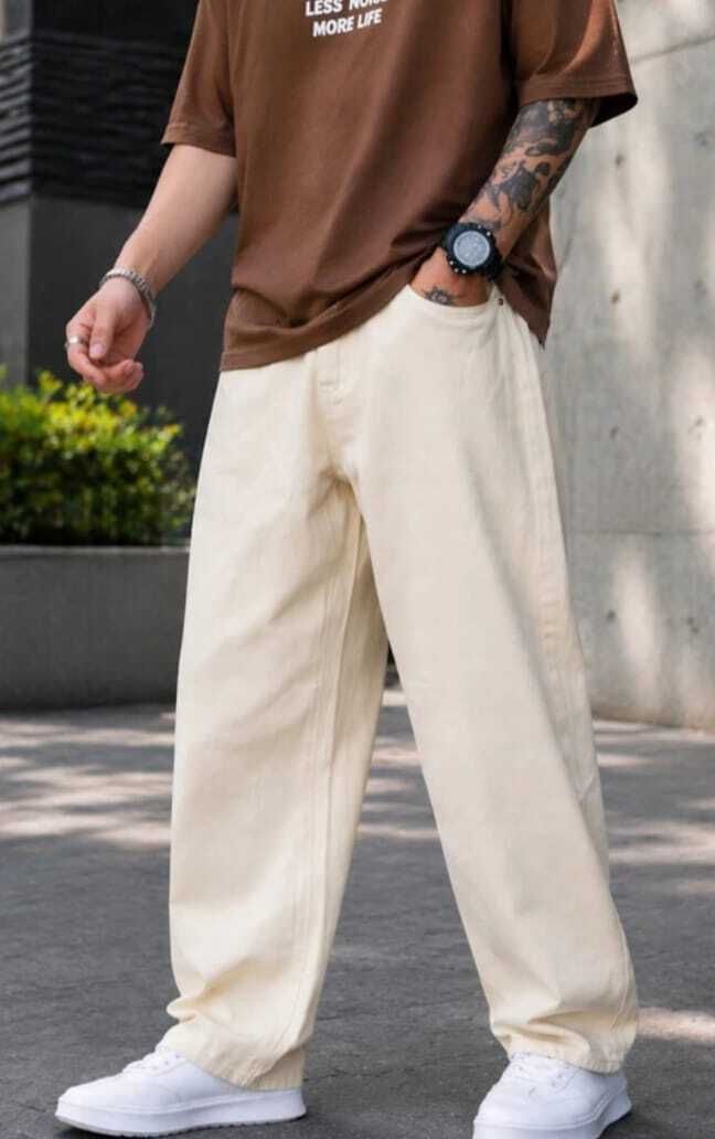 nazda Men Baggy Fit Mid Rise Beige Jeans-picture-10