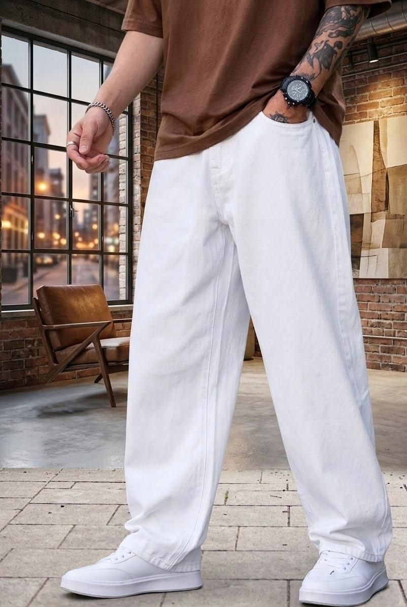 dashing fit Men Loose Fit Mid Rise White Jeans-picture-47