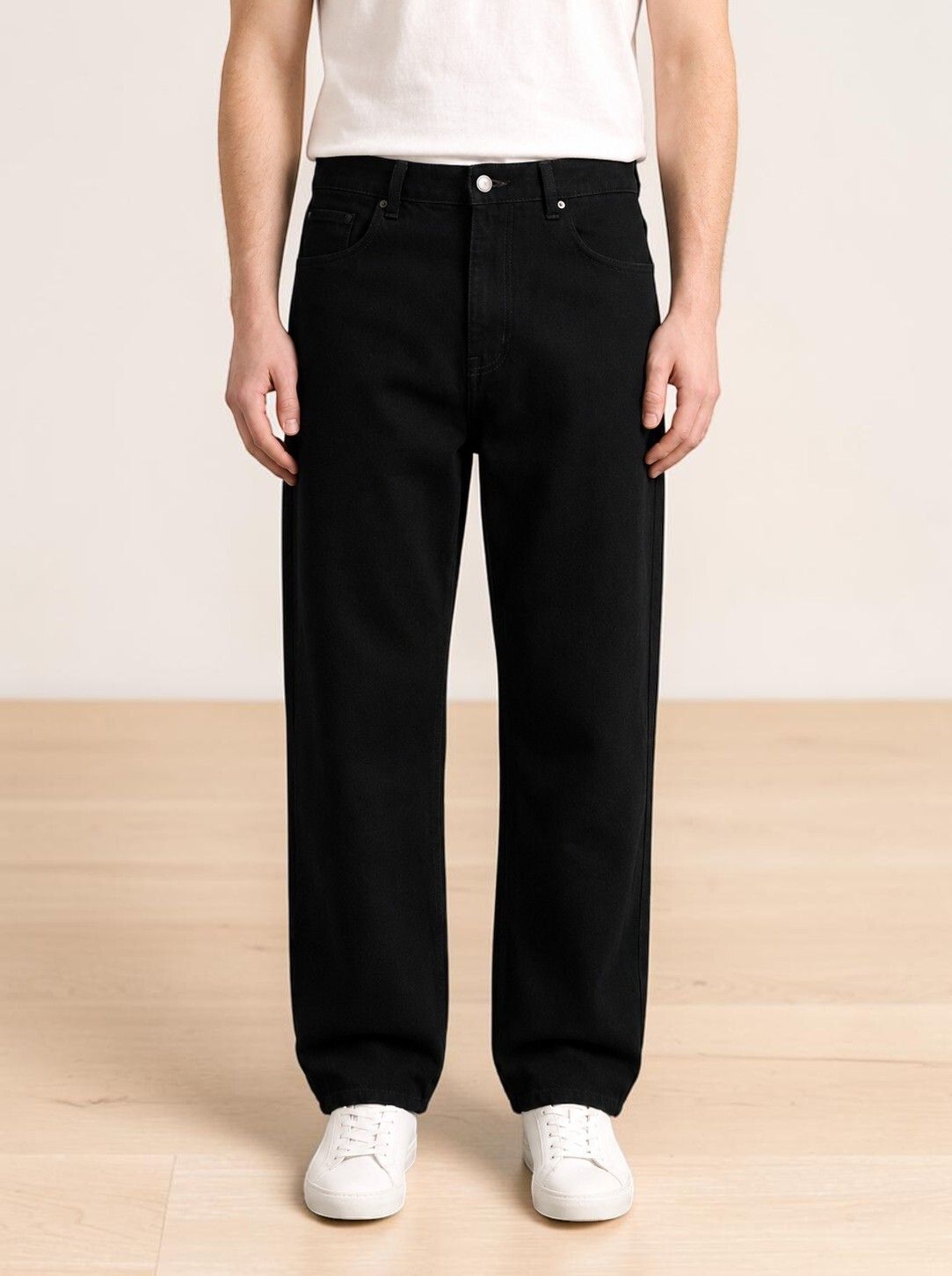 zaysh Men Baggy Fit Mid Rise Black Jeans-picture-3