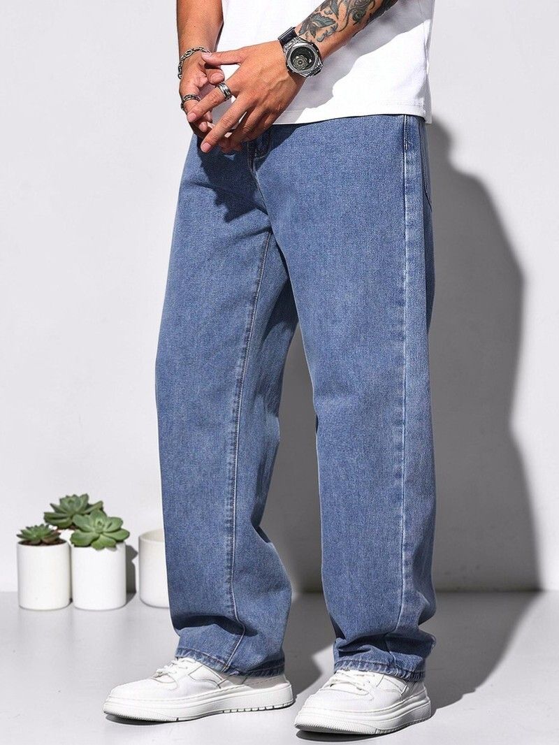 zaysh Men Loose Fit Mid Rise Blue Jeans-picture-30