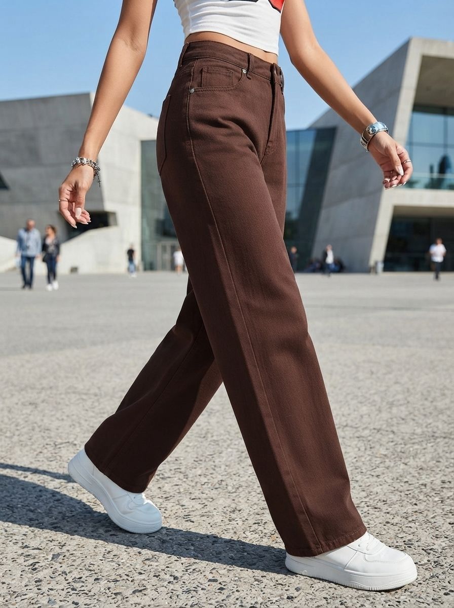 Women Regular Mid Rise Brown Jeans-image-49